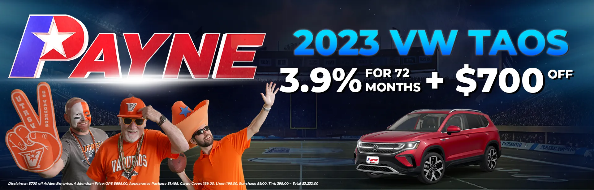 Get 3.9% off for 72 Months on a 2023 VW Taos