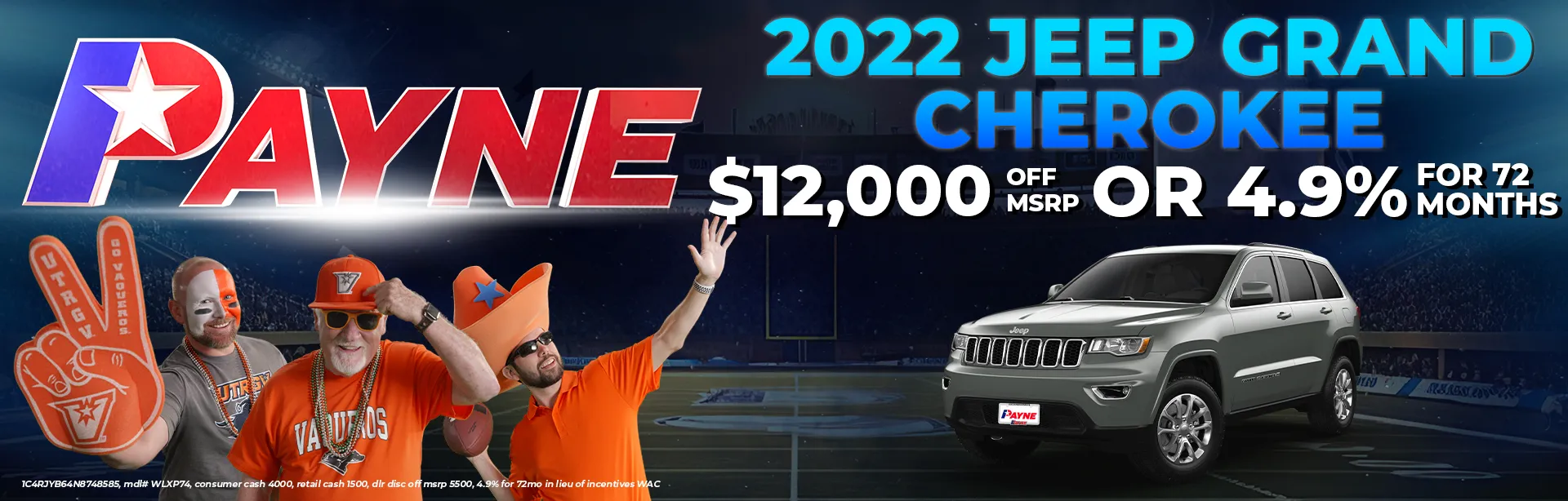 $12,000 off MSRP or 4.9% on 2022 Jeep Grand Cherokee