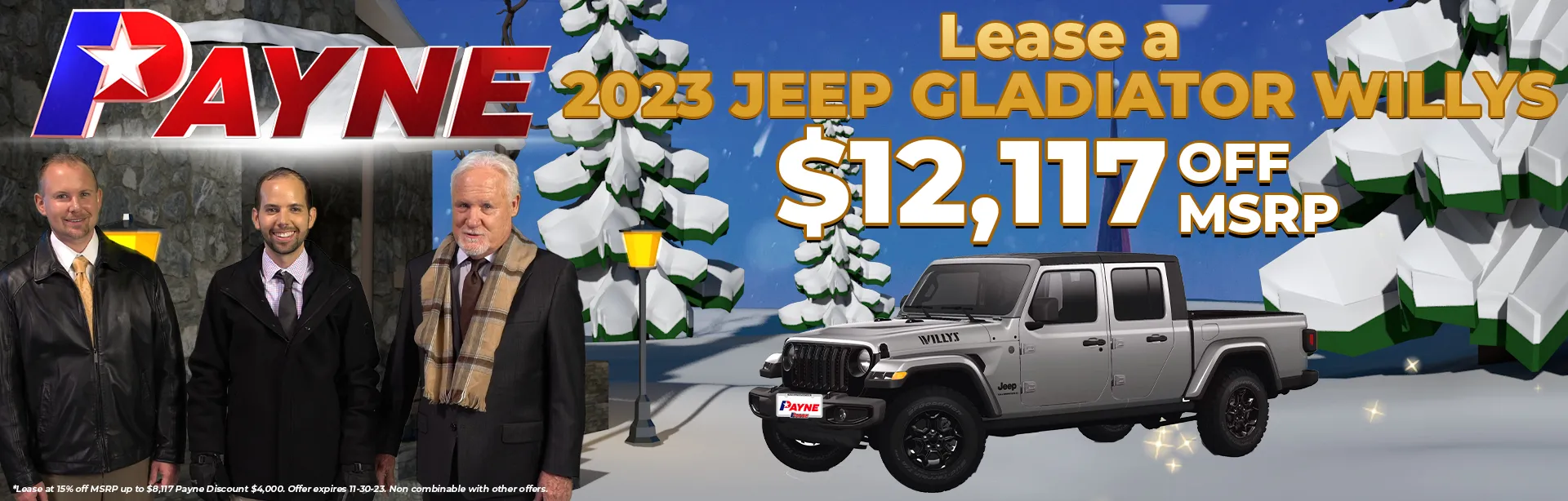 2023 Jeep Gladiator Willy's Lease $12,117 Off MSRP