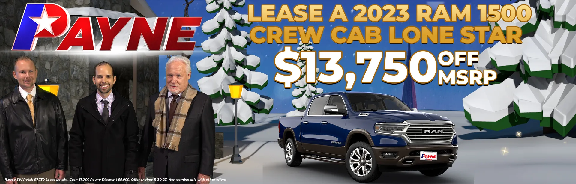 2023 RAM 1500 Crew Cab Lone Star Lease $13,750 Off MSRP